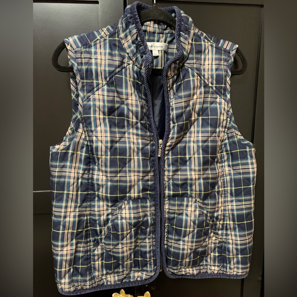 Croft & Barrow,Blue,Plaid,women’s Vest, size large,Cabincore,rustic,chic,classic